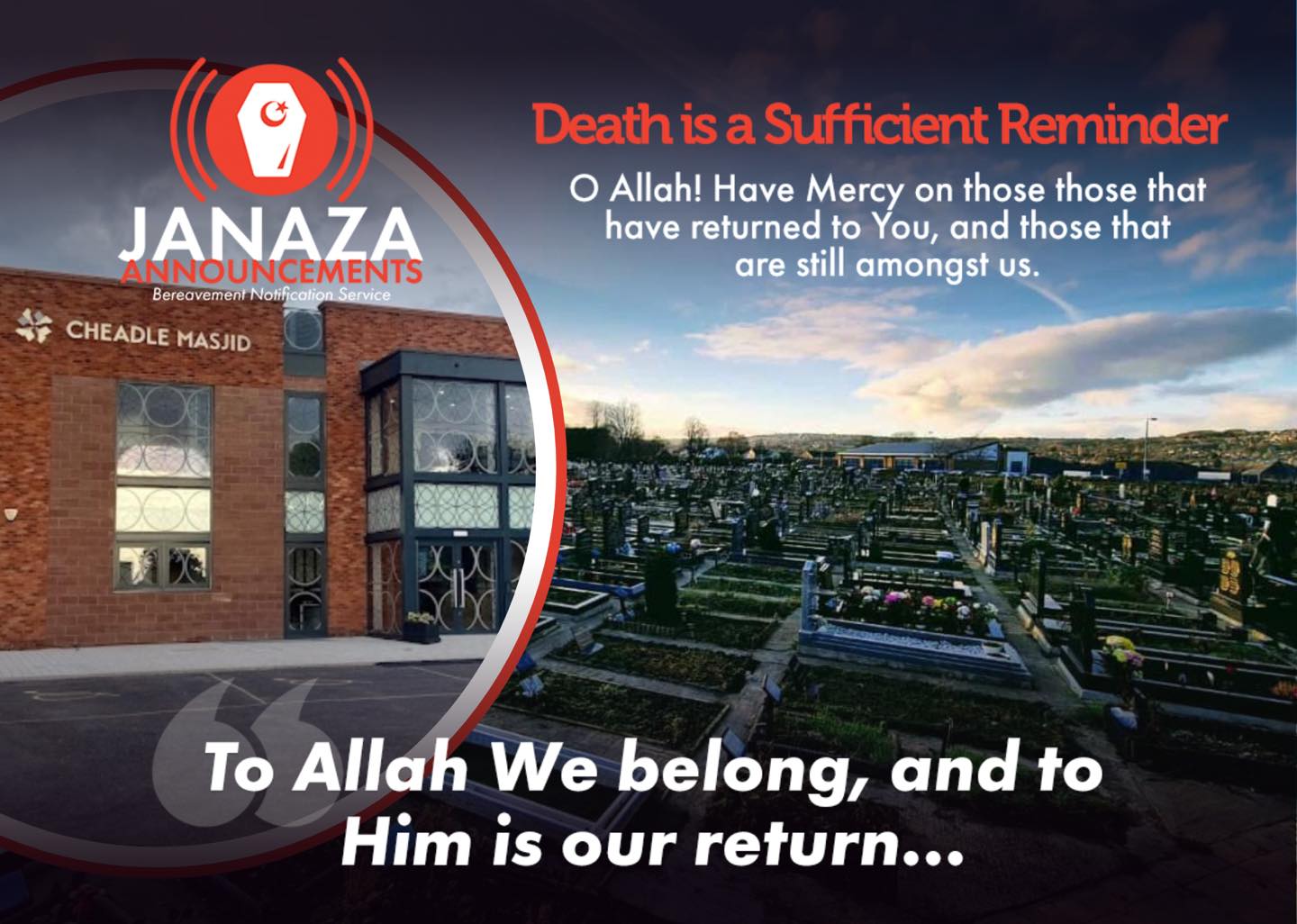 // Verily we belong to Allah & to... - Janaza Announcements | Facebook