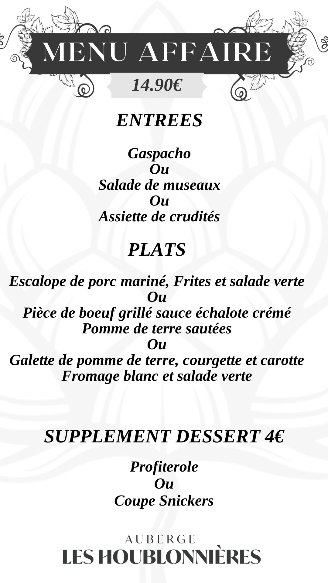 Auberge - 🌈Chère client, chère cliente 🌈 Voici notre menu affaire pour ...