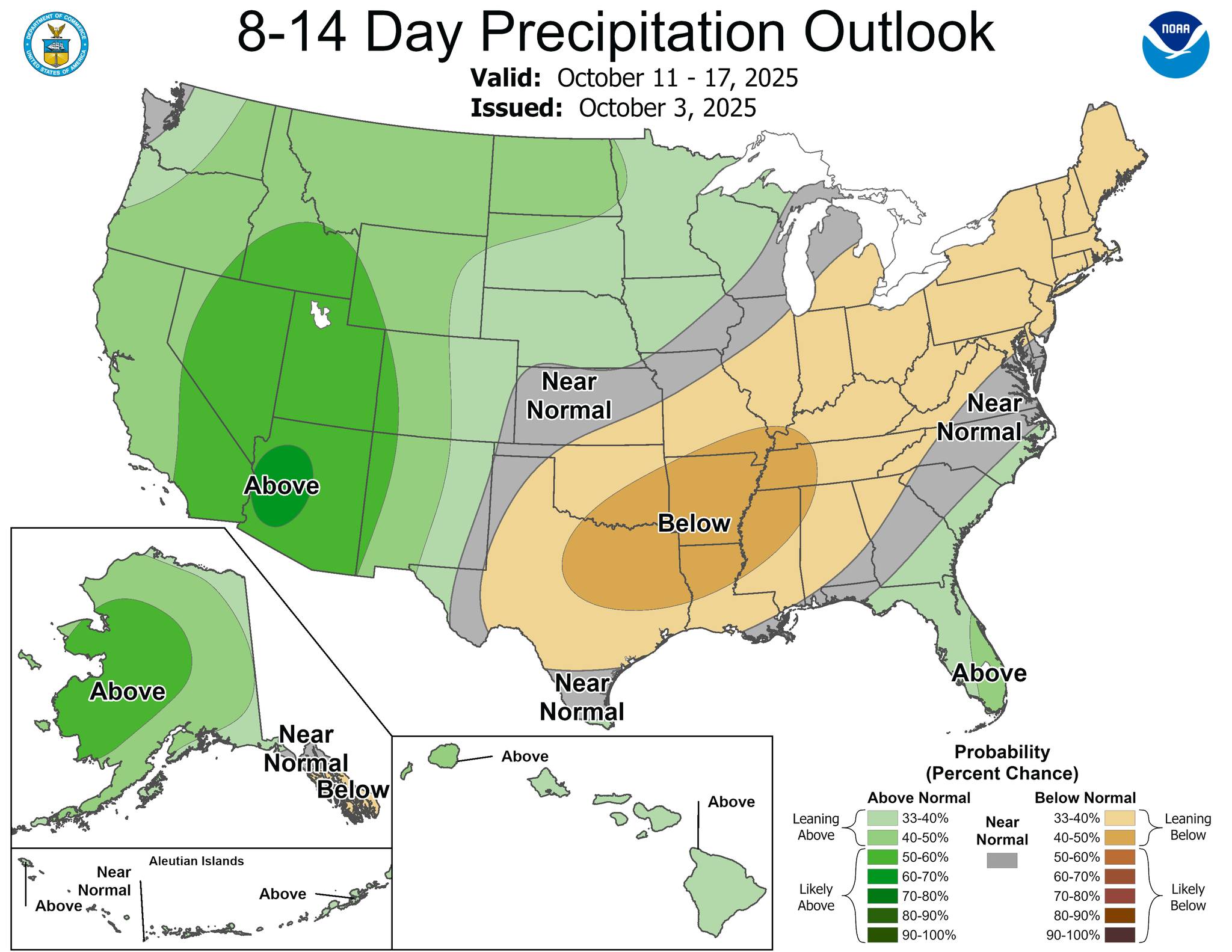 US - 8-14 day precipitation outlook with AZ leaning towards above ...