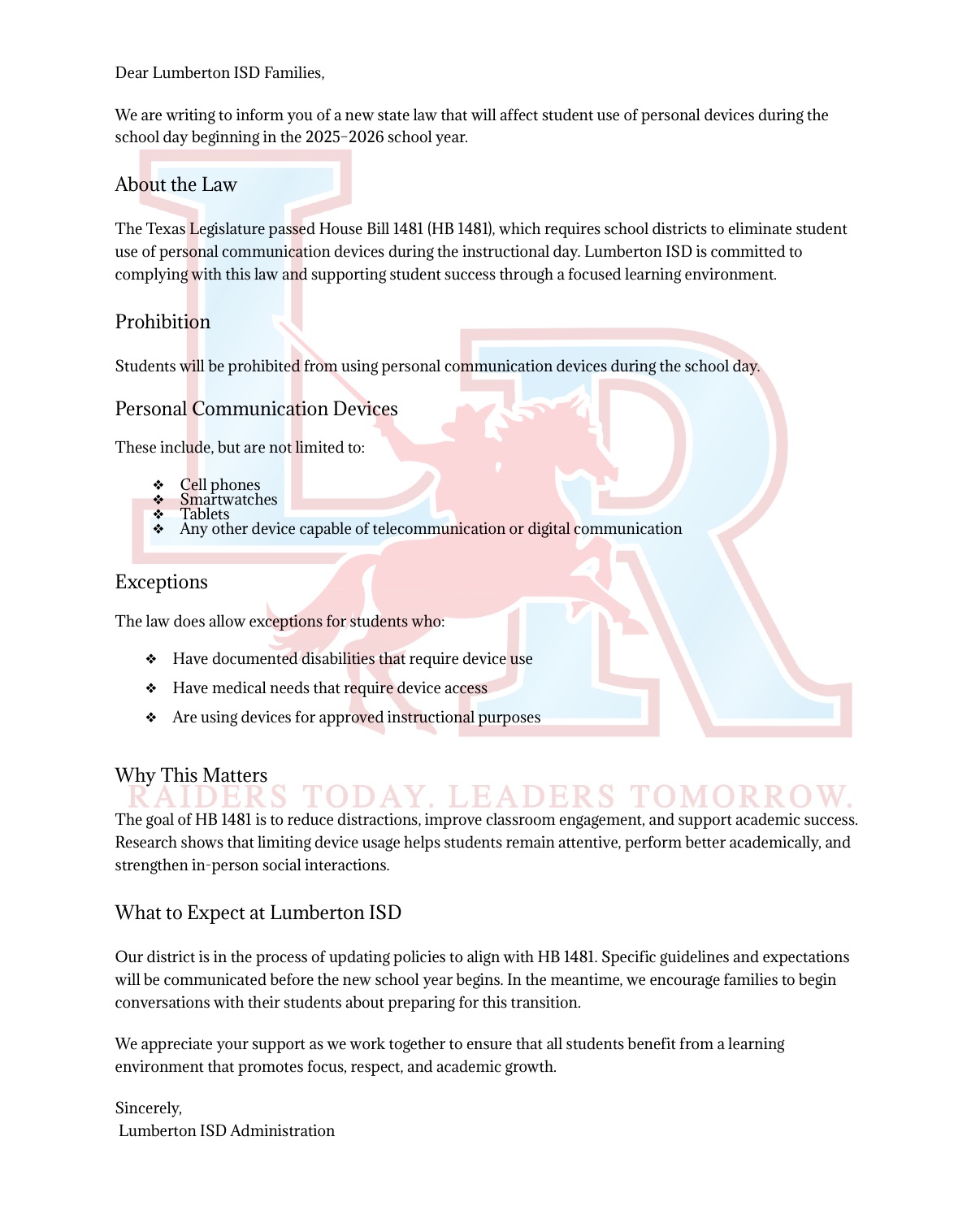 Lumberton - 📣 Attention Lumberton ISD Families A new state law is ...
