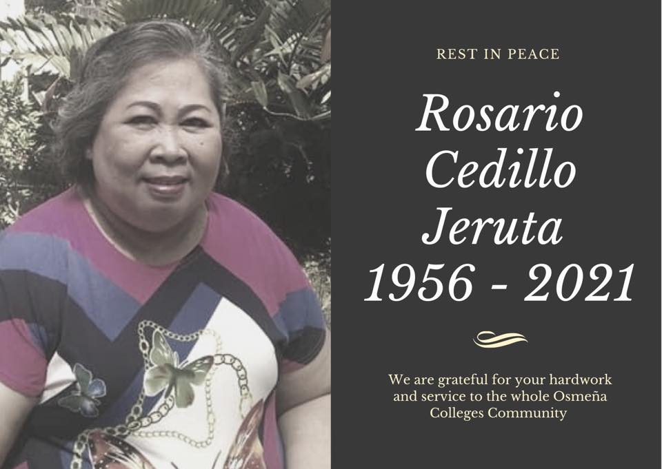It is with grief and... - Osmeña Colleges TVET Program