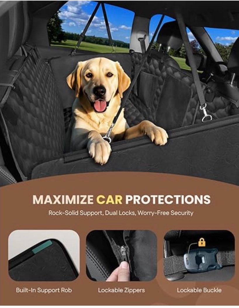 BEARCOVER Back Seat Extender For Dogs - Hard Bottom Car Hammock, 500lb Capacity, Waterproof & Wash-Free