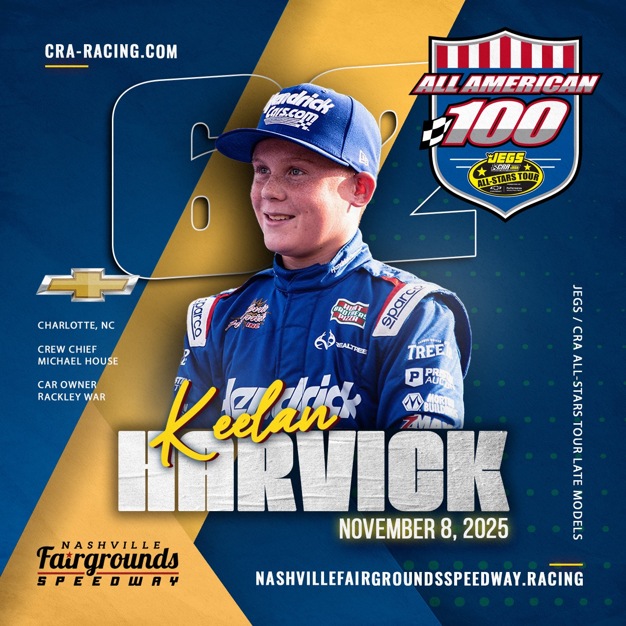 CRA: - In one week, Keelan Harvick will take on the JEGS Tour for the ...