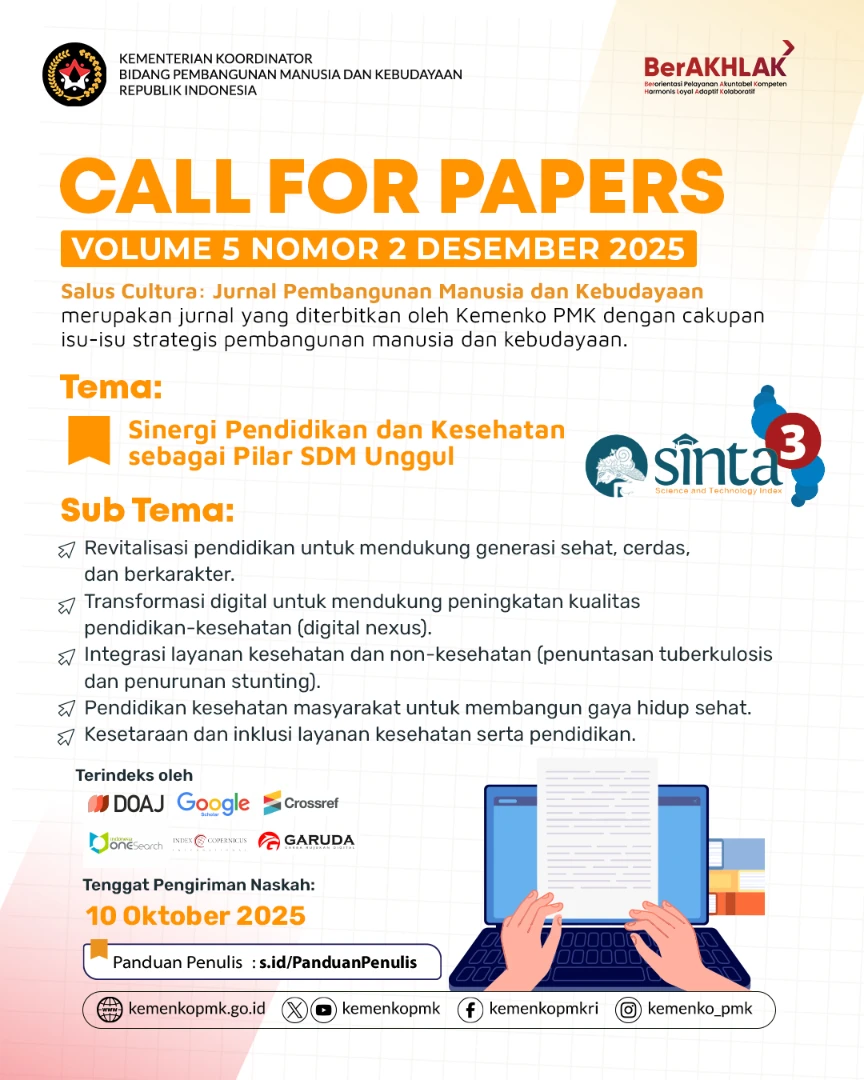 Call for Papers Jurnal Salus Cultura Volume 5 Nomor 2 Desember 2025 ...