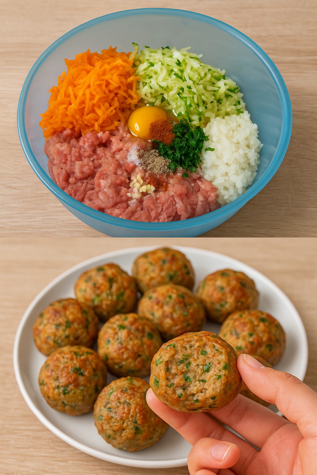 Low - Almôndegas Saudáveis de Carne Moída com Legumes 🥩🥕 Ingredientes ...