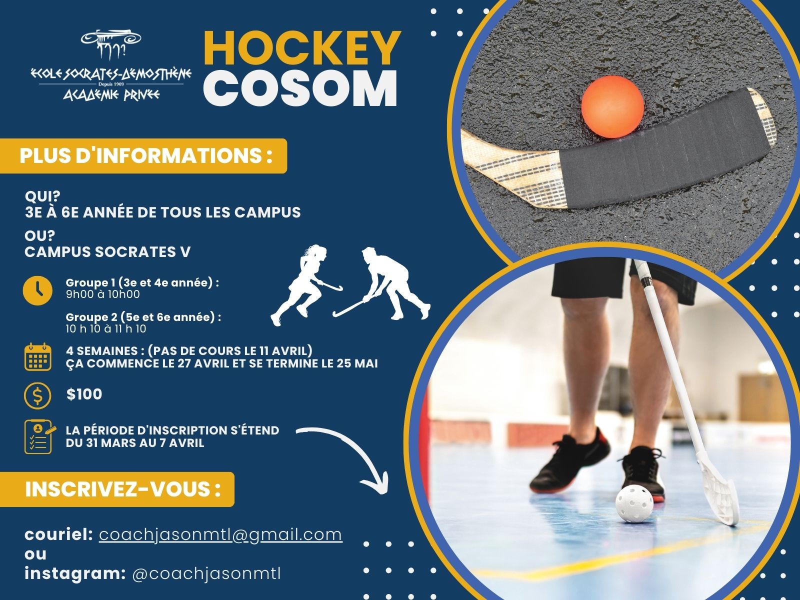 École - Nouveau programme de hockey cosom pour les élèves de l’École ...