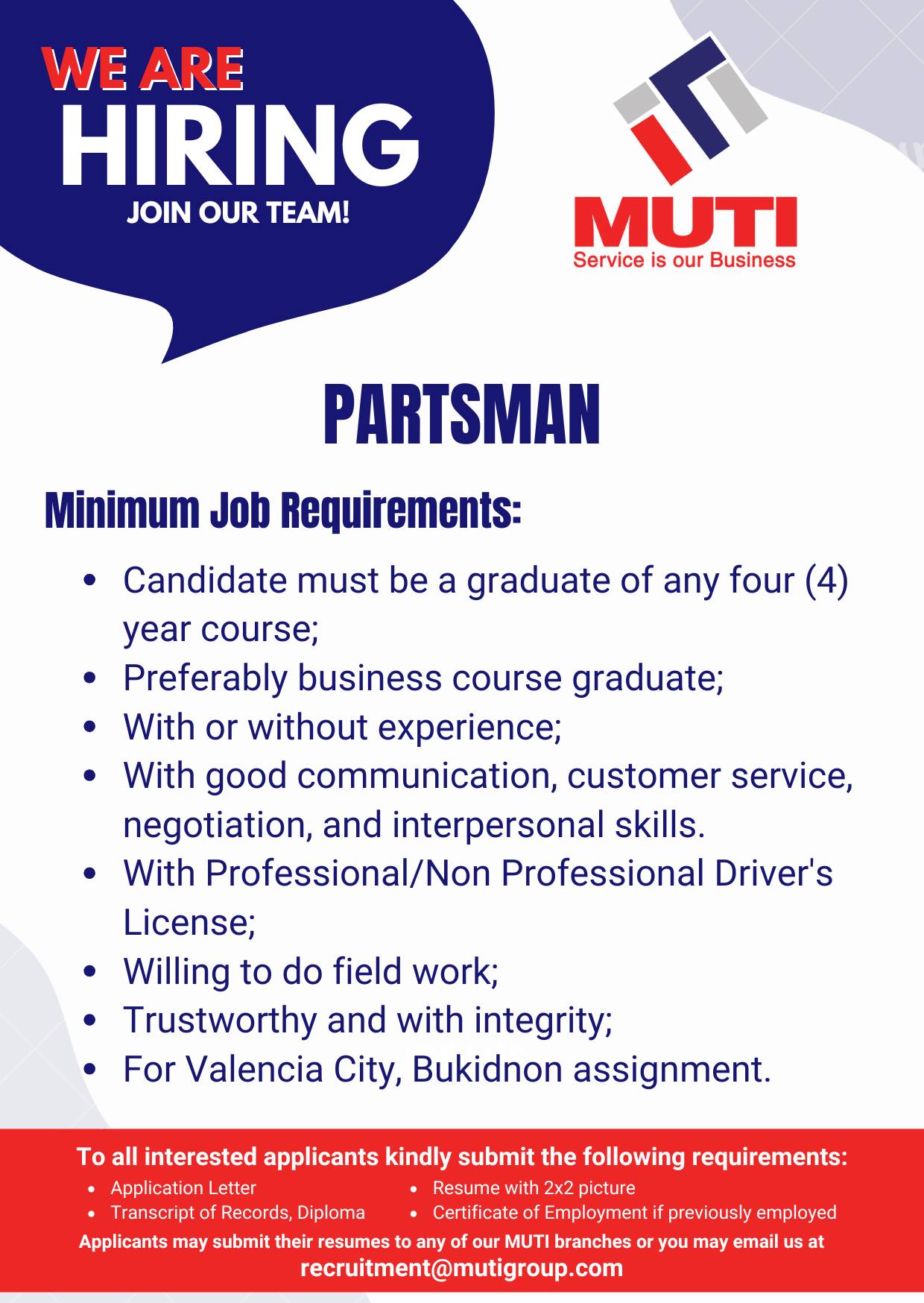 ATTENTION JOB... - MUTI Group of Companies Recruitment | Facebook