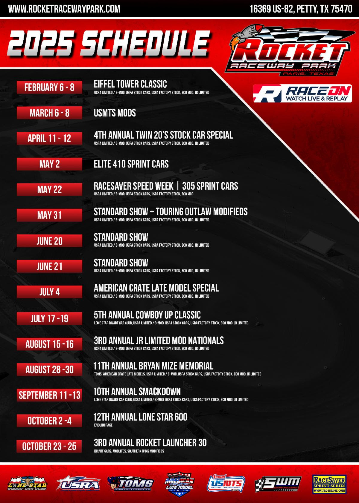 Comfort - 🚀🏁 Rocket Raceway Park's 2025 Schedule 🏁🚀 📍 16369 US-82 Petty ...