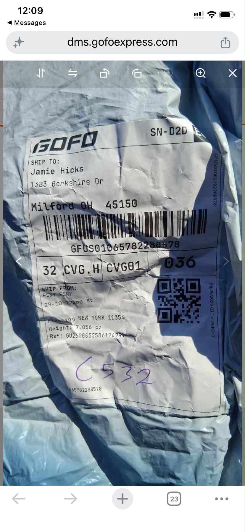 Lost package on Berkshire in Milford, OH - returned home