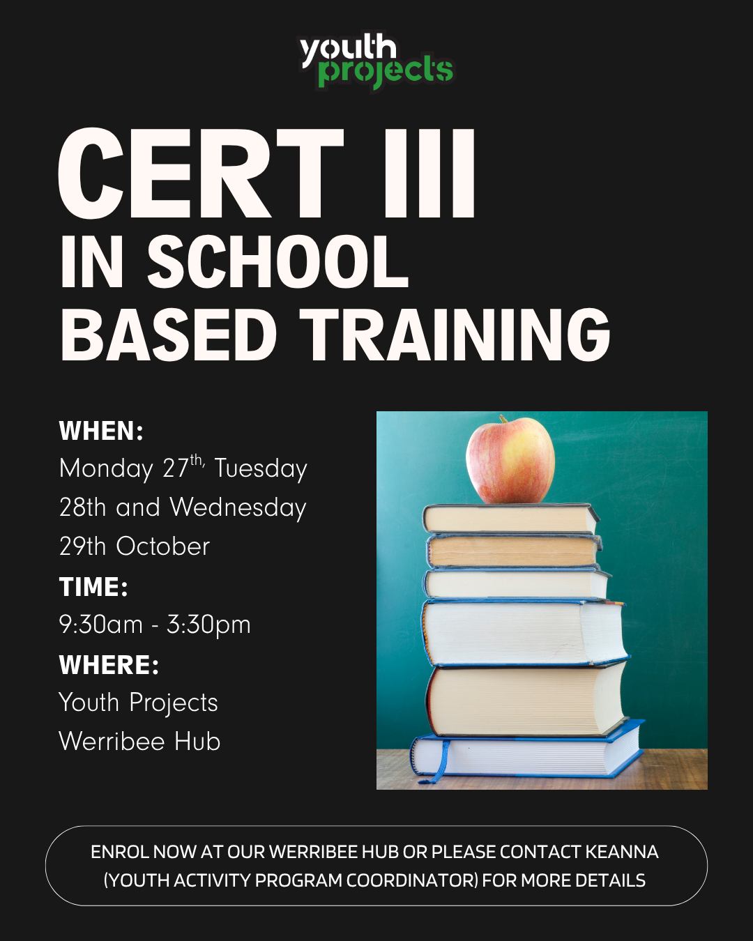 Youth - We are offering the Cert III in School Based Training course at ...