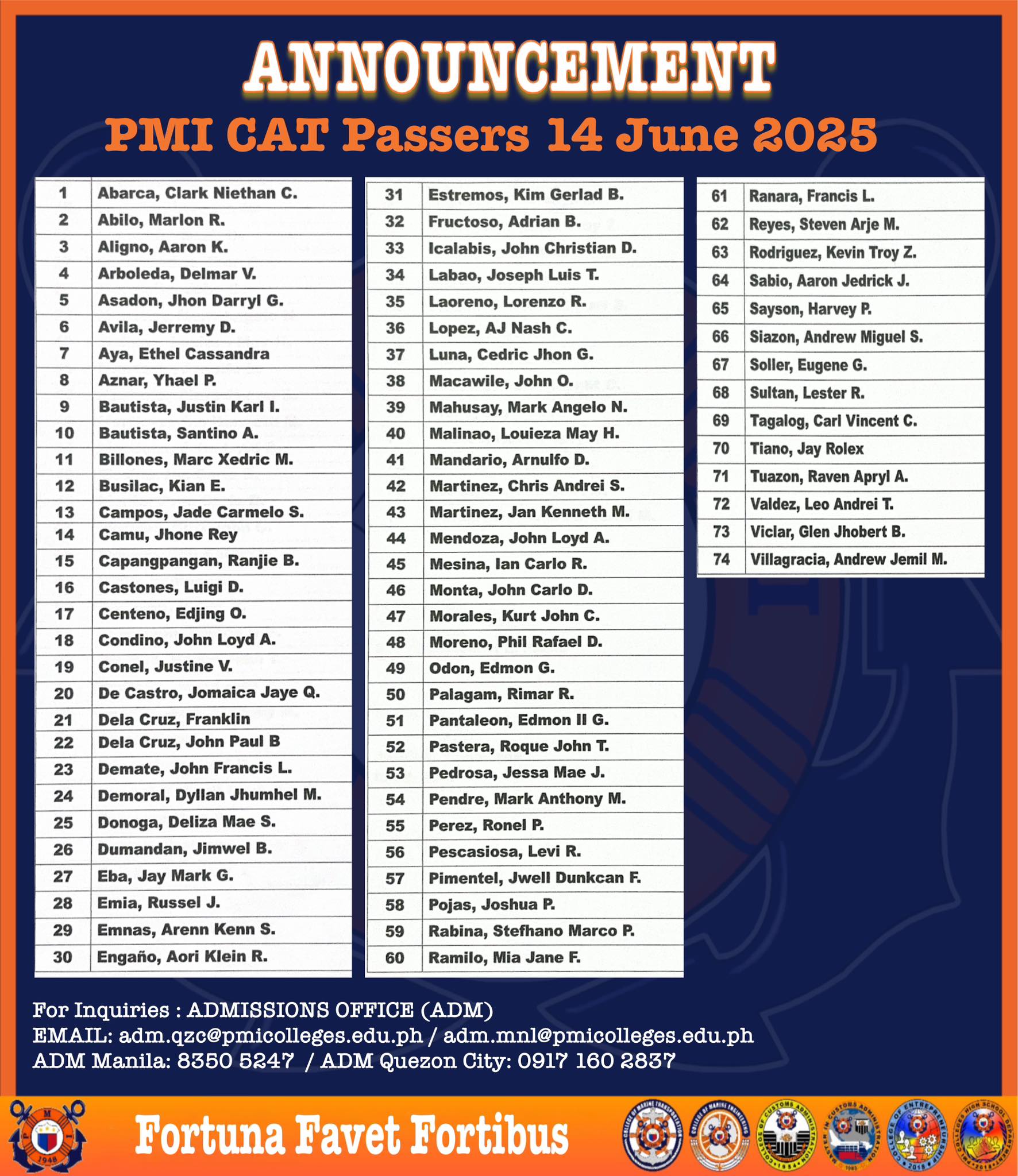 PMI - Congratulations to all PMI CAT passers of 14 JUNE 2025. | Facebook