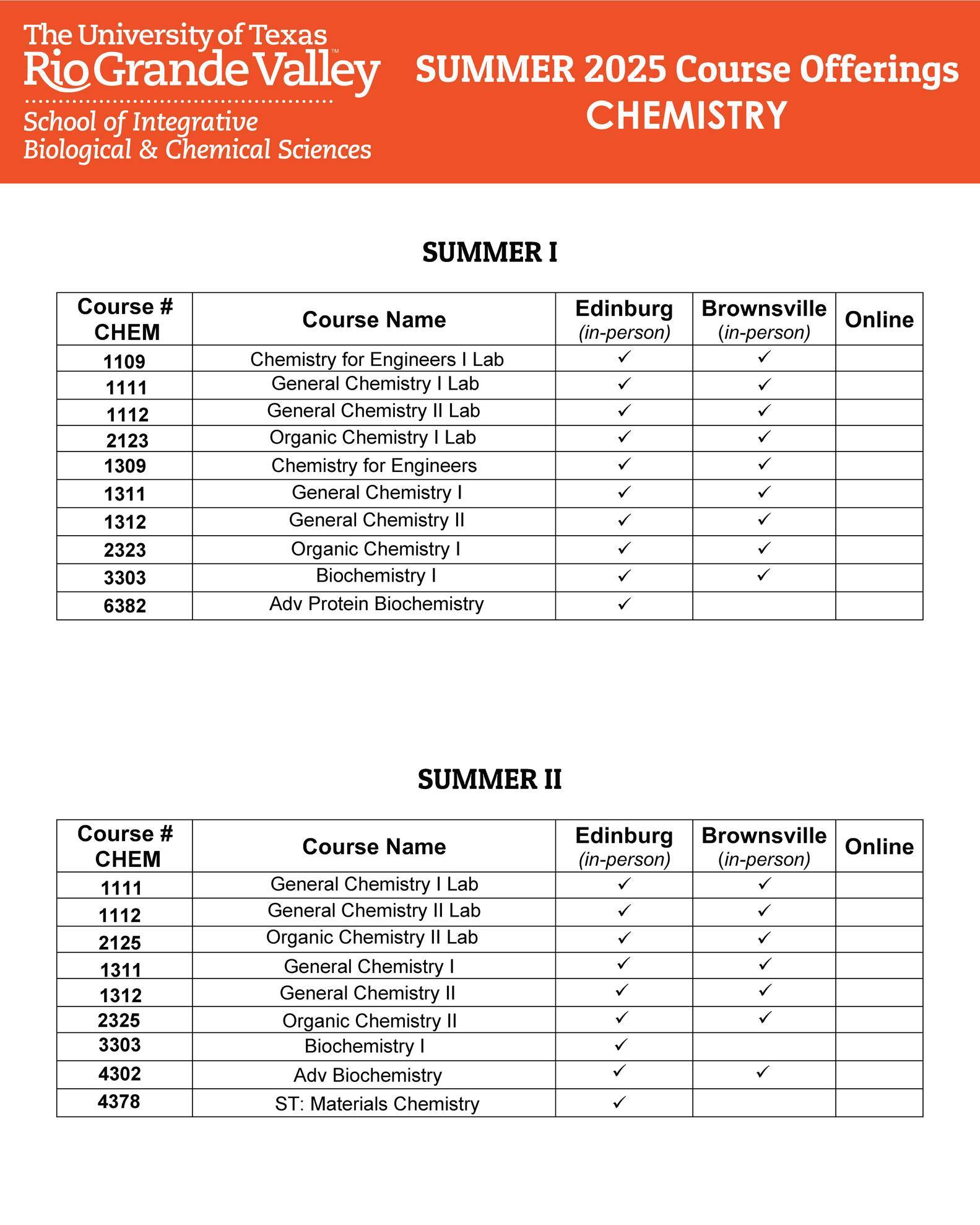 UTRGV - 📢 Attention! Check out the attached CHEM course offerings ...