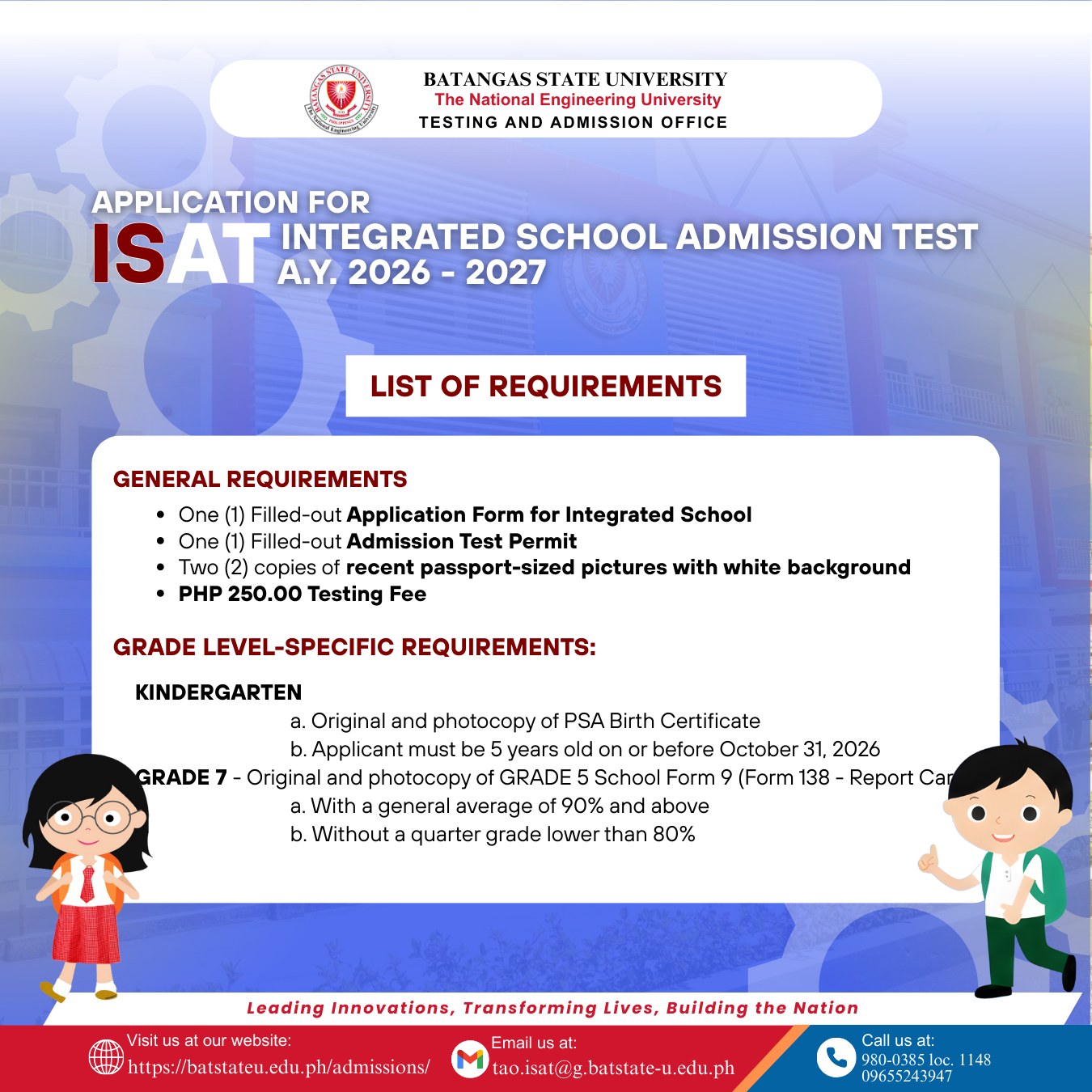 Batangas - 𝐈𝐍𝐓𝐄𝐆𝐑𝐀𝐓𝐄𝐃 𝐒𝐂𝐇𝐎𝐎𝐋 𝐀𝐃𝐌𝐈𝐒𝐒𝐈𝐎𝐍 𝐓𝐄𝐒𝐓 (𝐈𝐒𝐀𝐓) 𝐀𝐘 𝟐𝟎𝟐𝟔-𝟐𝟎𝟐𝟕 ...