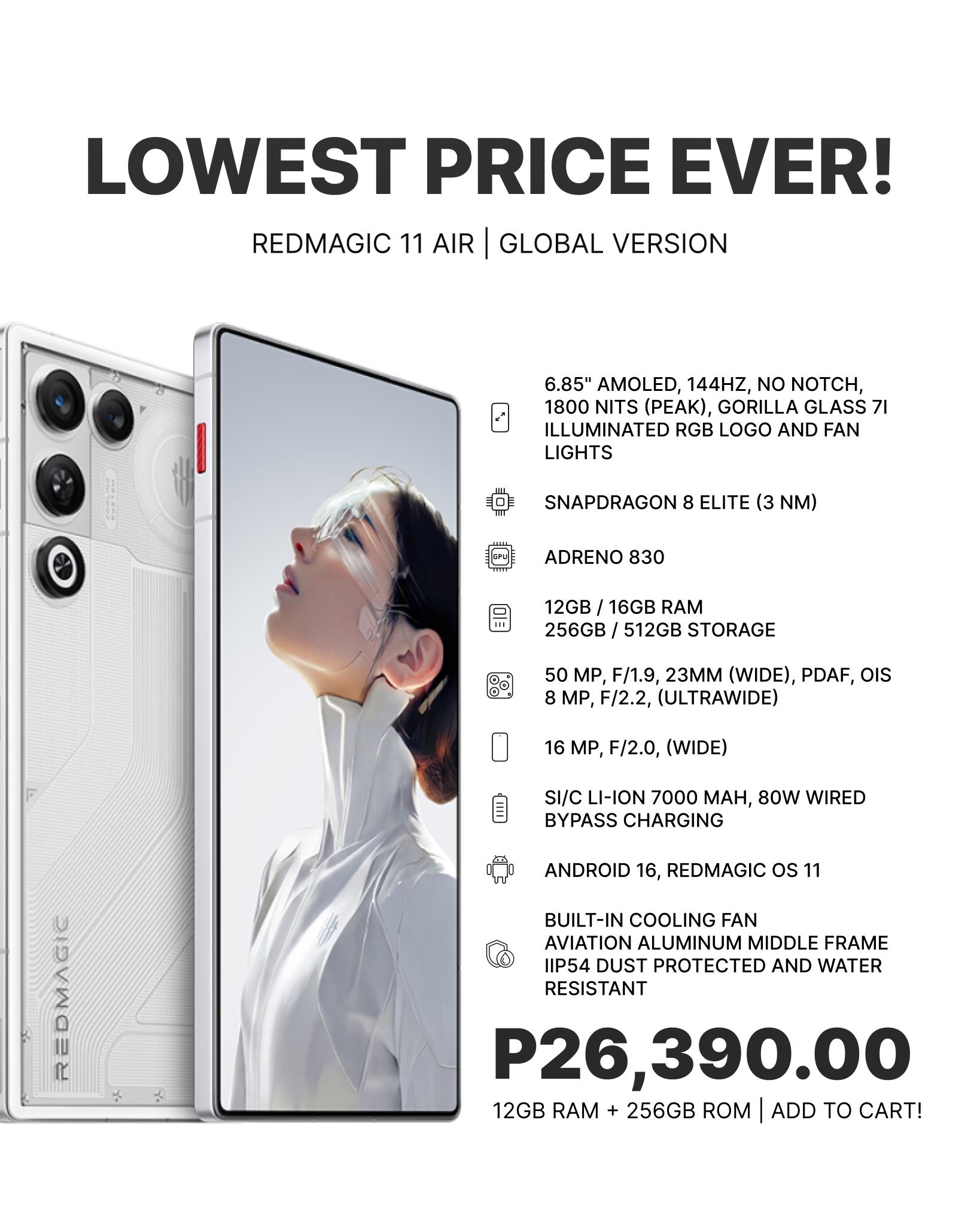 Global Version, Redmagic 11 Air ForOnly P29K ? FlashSale: https 