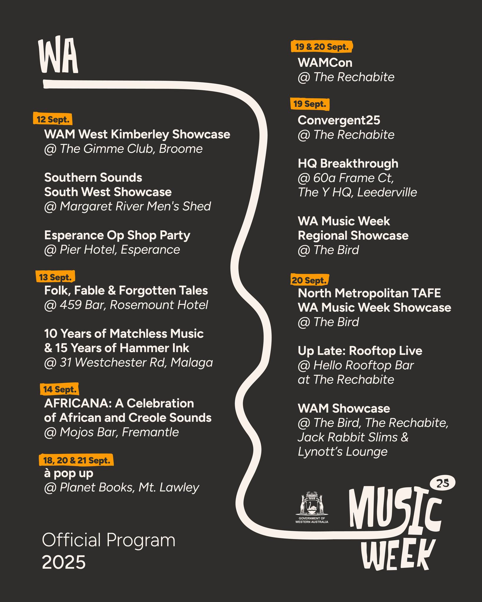 WAM - The official WA Music Week Program for 2025 is here... | Facebook