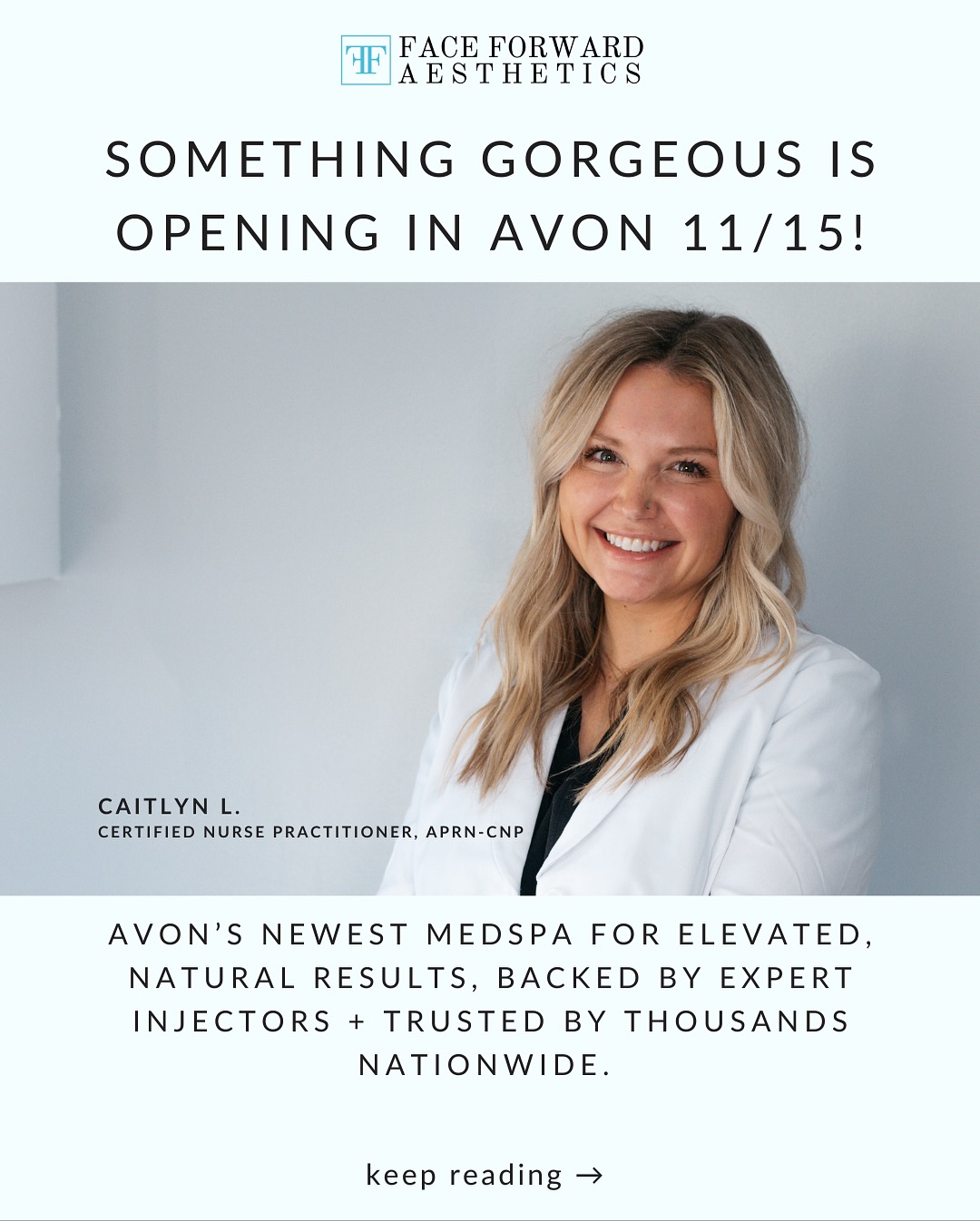 Natural. Confident. Effortlessly you. 🦋 Avon's newest medspa opens 11/15! 🥳 Get on the VIP list NOW for early access to our Grand Opening specials, skincare giveaways + so much more. #avonohio #avonlake #lakewoodohio