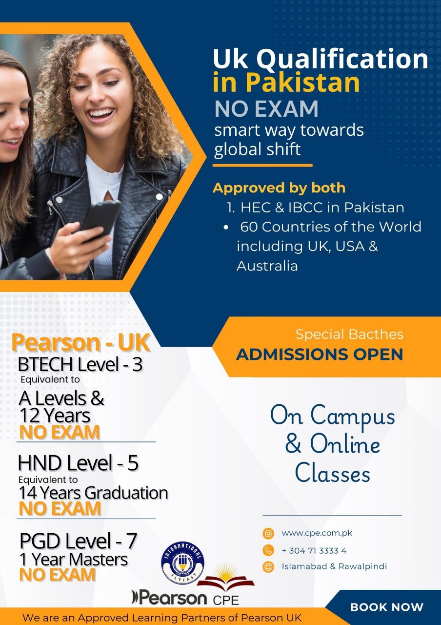 CPE,Islamabad - Admissions Now Open! Pearson Qualification - UK - Level ...