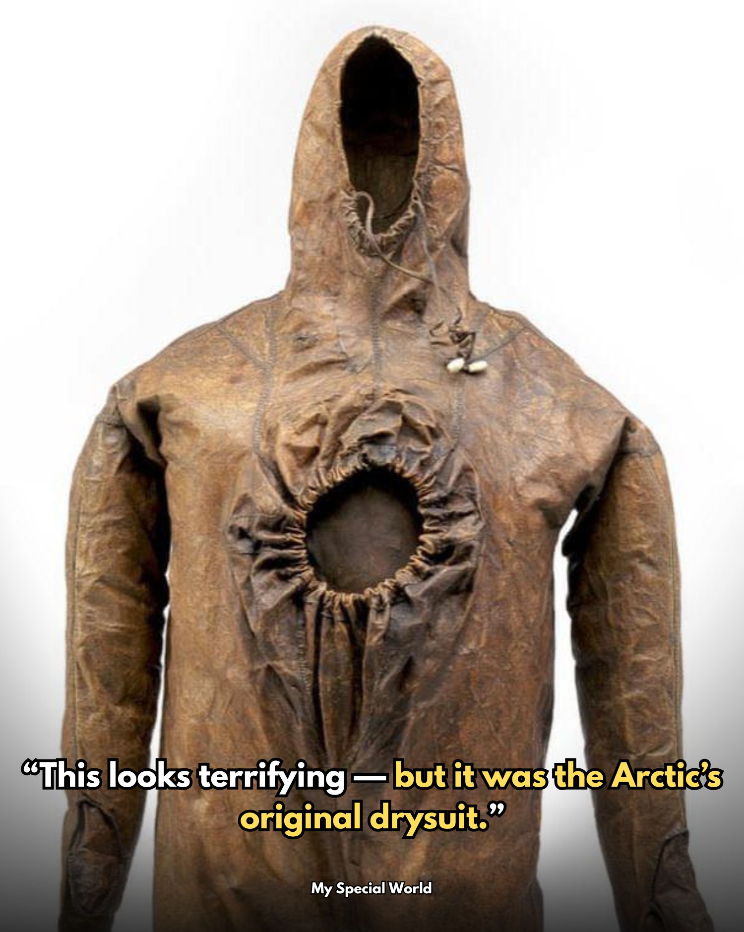 So this creepy looking brown leather onesie is actually a legit