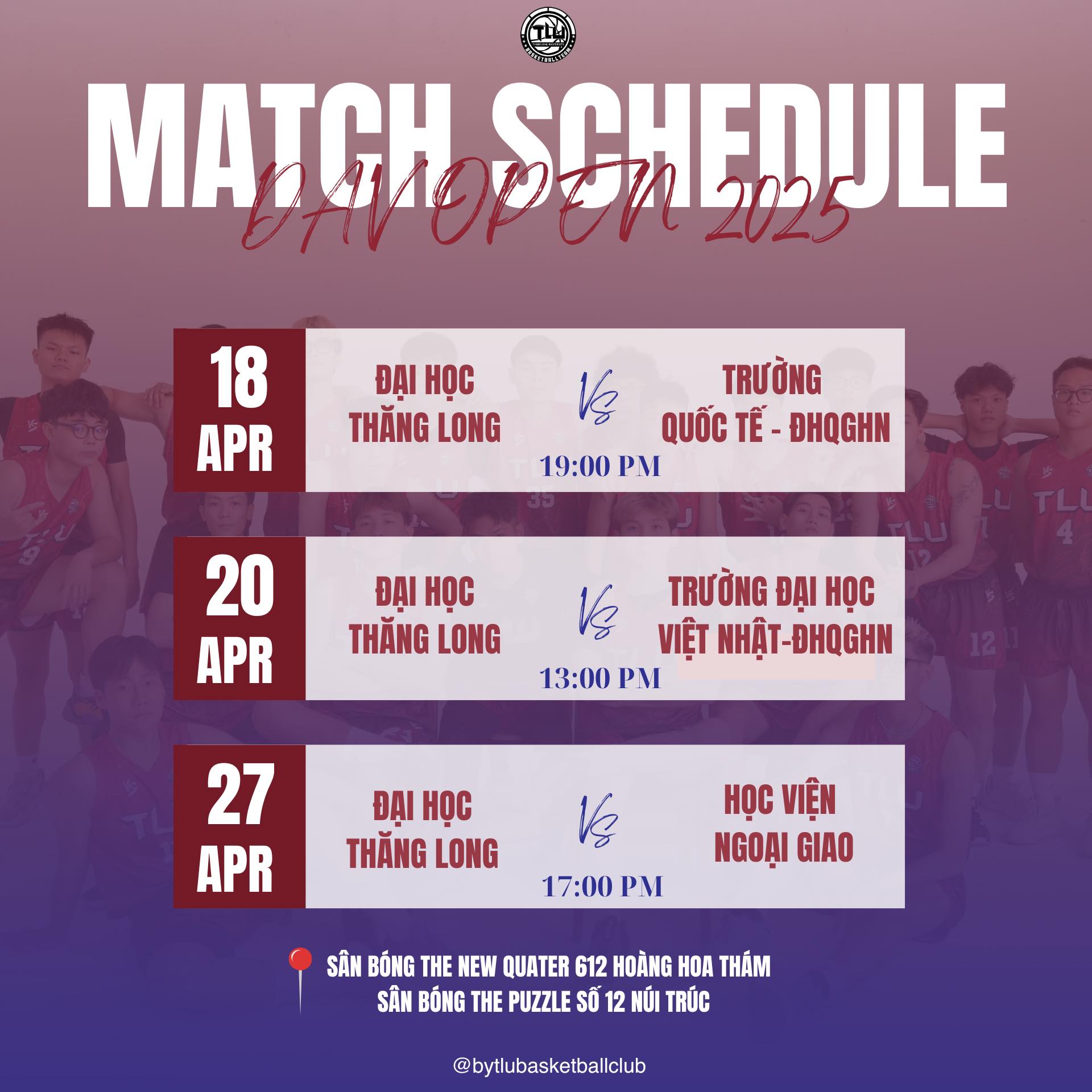 [𝐓𝐋𝐔 𝐓𝐄𝐀𝐌 𝐑𝐎𝐒𝐓𝐄𝐑 - 𝐃𝐀𝐕 𝐎𝐏𝐄𝐍... - Bóng rổ Đại học Thăng Long | Facebook