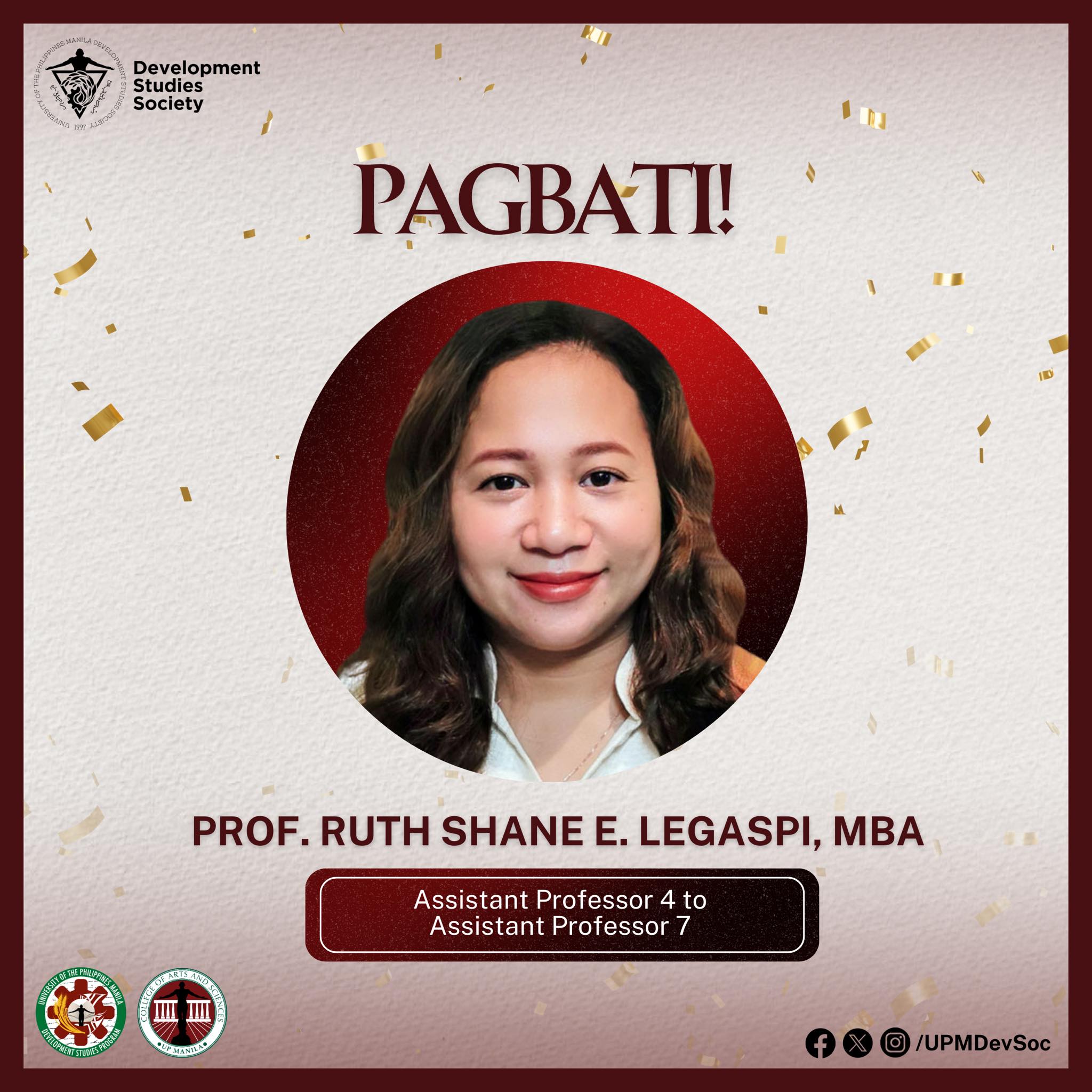 Development - Isang mainit na pagbati para kay Prof. Ruth Shane Legaspi ...