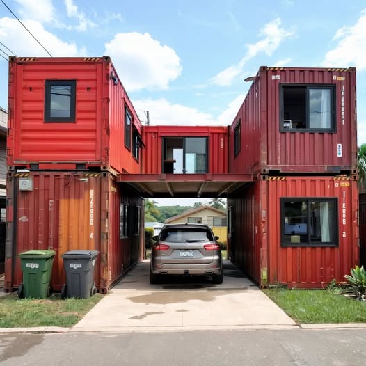 Container - Bridge-Connected Shipping Container Home with Drive-Through ...
