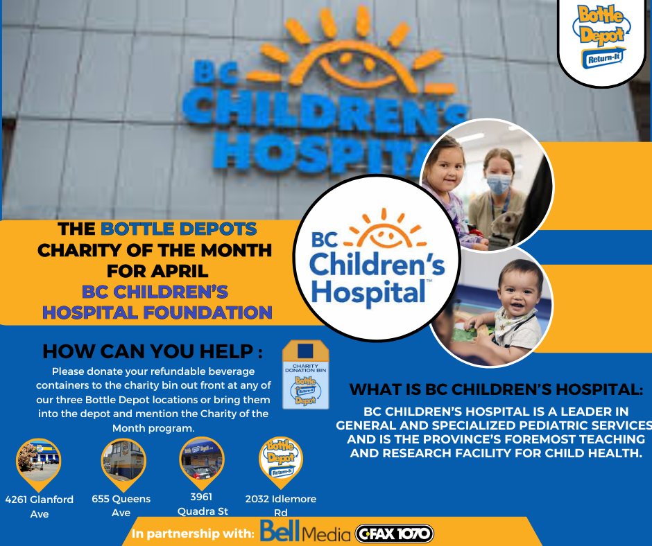 Bottle Depot - 🌟 Charity of the Month – BC Children’s... | Facebook