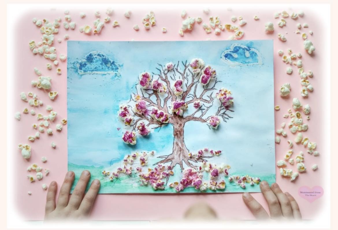 Montessori - Have you ever made a Spring Blossom Tree using popcorn? It ...