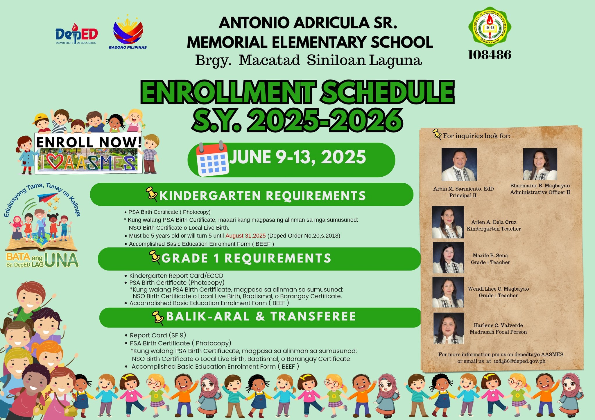 ENROLMENT NA! Taong Panuruan 2025-2026 Sino: Mga batang: Kindergarten ...