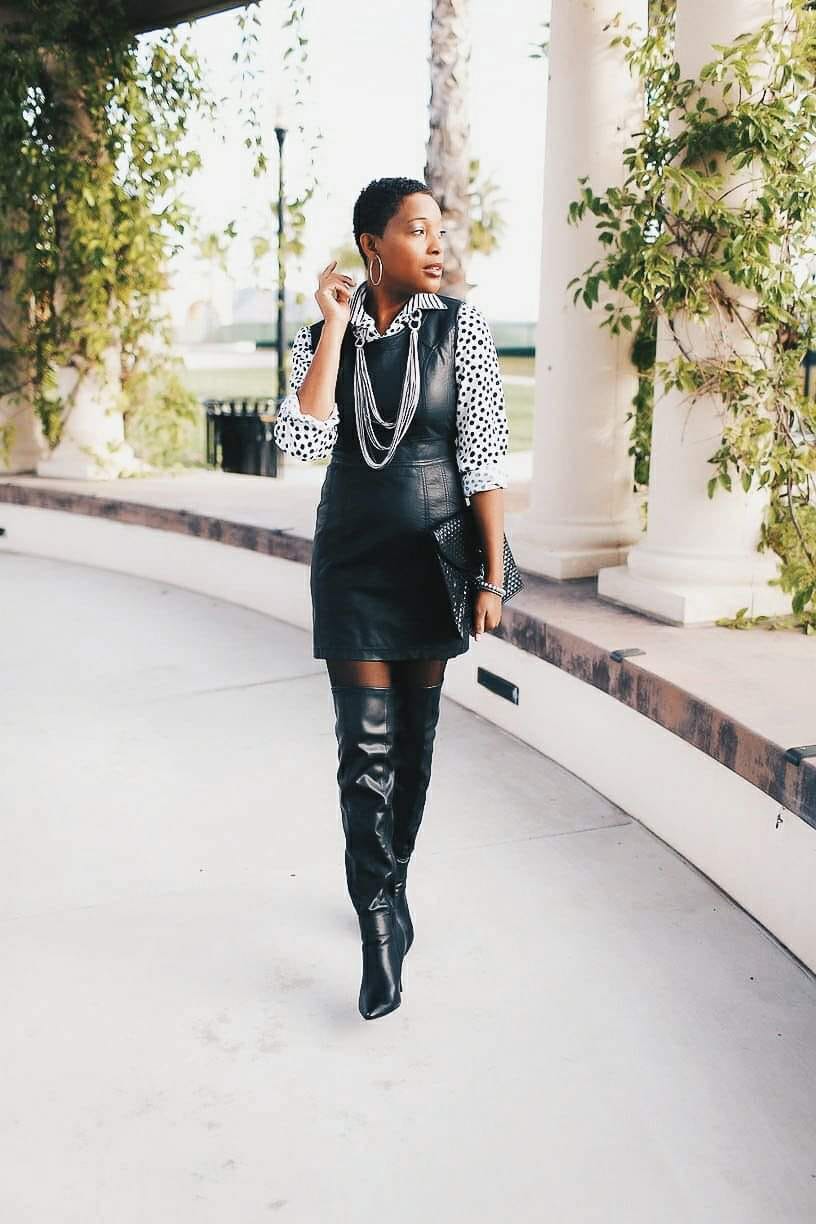 how to style faux leather dress Kicking off Friday with a how to wear a leather dress in winter