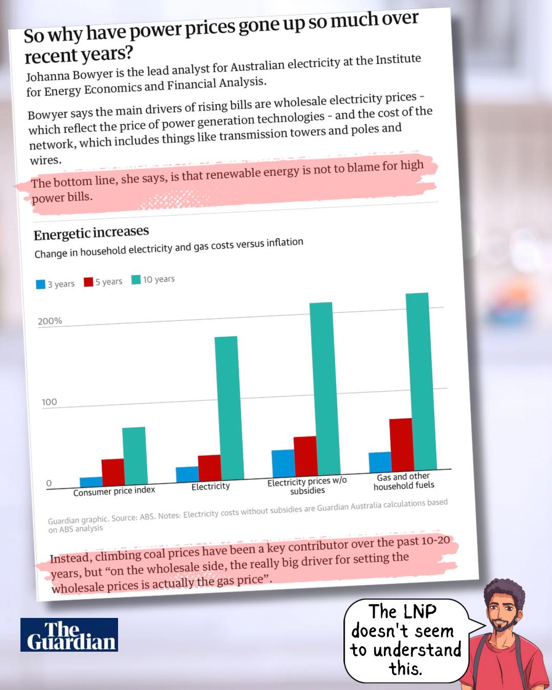 Ryan - We are being told that electricity prices have risen because of ...