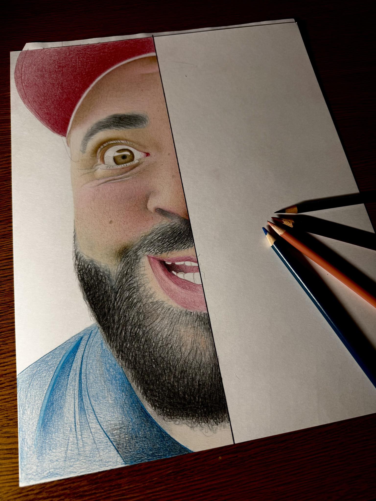 Artist creates colored pencil drawing of dj producer