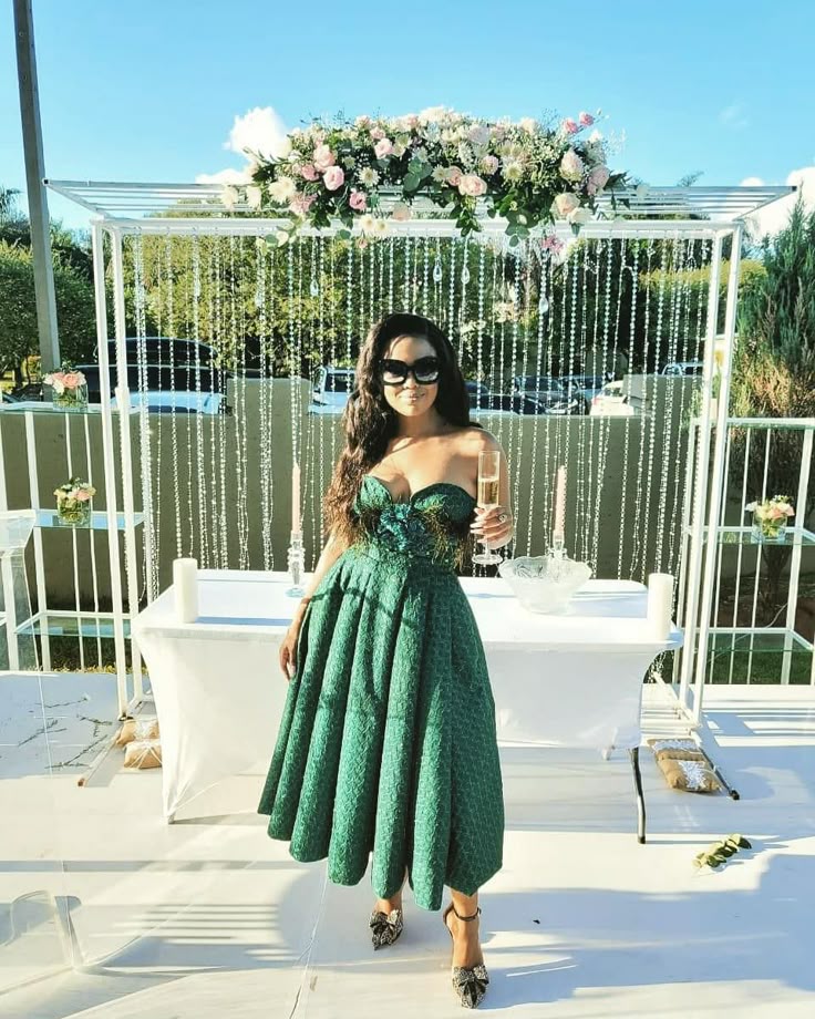 green and white shweshwe dresses seshweshwe 😍😍😍😍 Isobella and Chloe