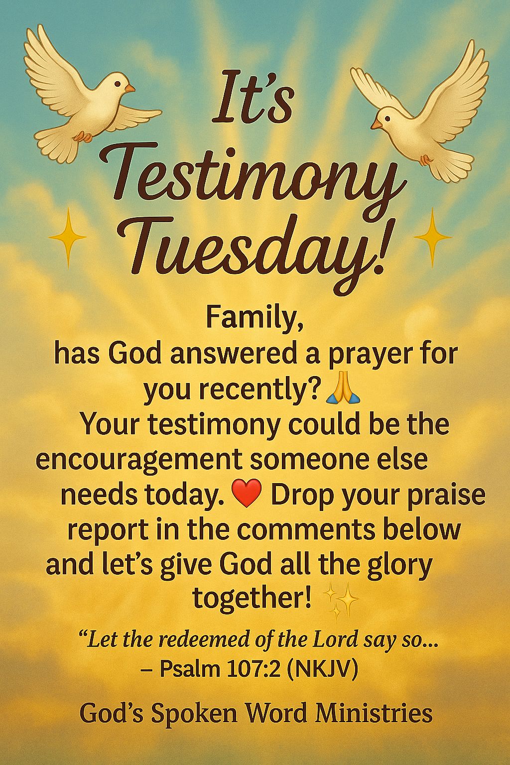 #testimony #tuesday - God's Spoken Word Ministries | Facebook