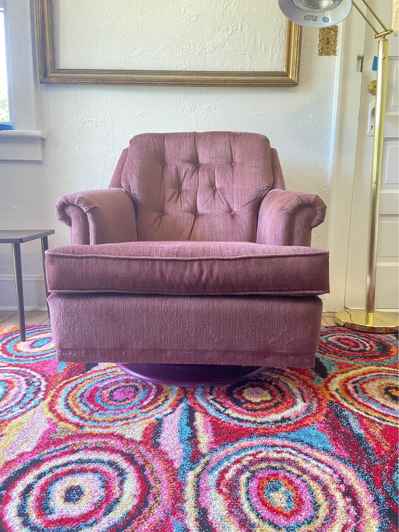 Mid Century Mauve Upholstered La-Z-Boy Swivel Rocker Accent Arm Chair ...