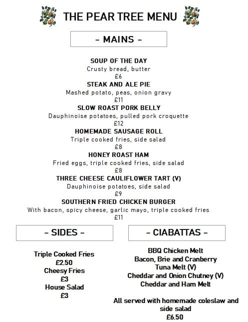 The Pear Tree - ** NEW MENU ** LUNCH MENU 12-3PM... | Facebook