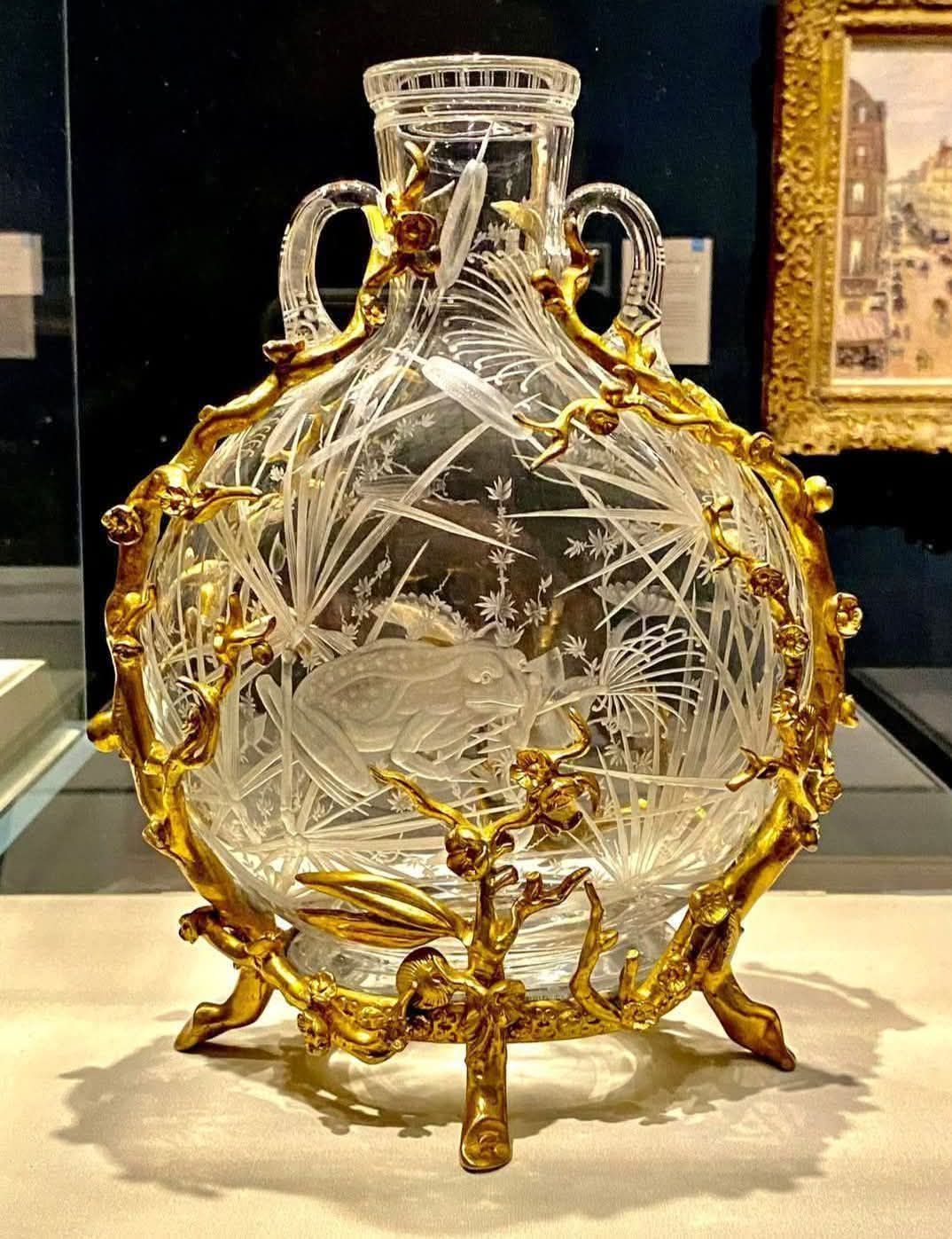 19th century Baccarat blue glass vases with ormolu mounts