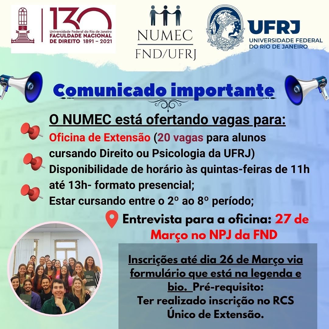 NUMEC - Núcleo de Mediação e Conciliação - UFRJ | Rio de Janeiro RJ