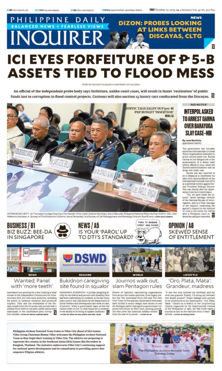 Philippine - Good morning! Here is today's Philippine Daily Inquirer ...
