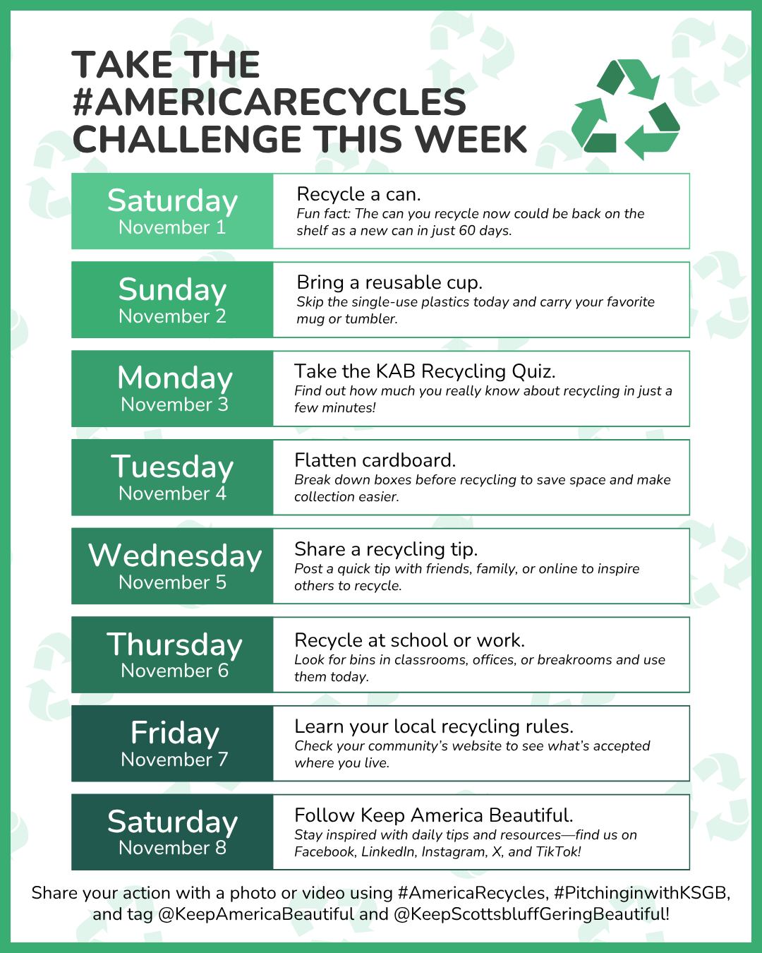 Keep - The #AmericaRecycles Challenge starts NOW! 🌎 Your daily actions ...