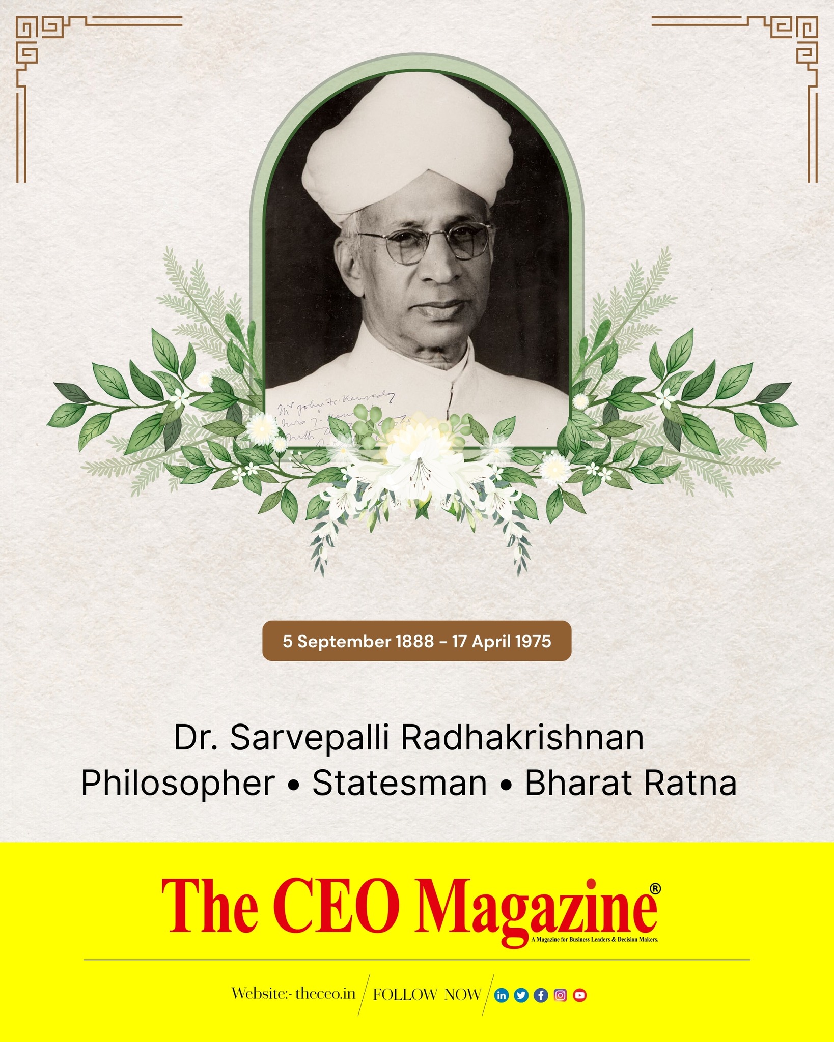 The CEO - Remembering Dr. Sarvepalli Radhakrishnan, India’s second ...