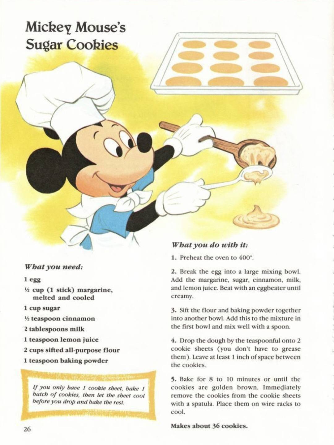 Walt Disney's Mickey Mouse Cookbook 1975 recipes