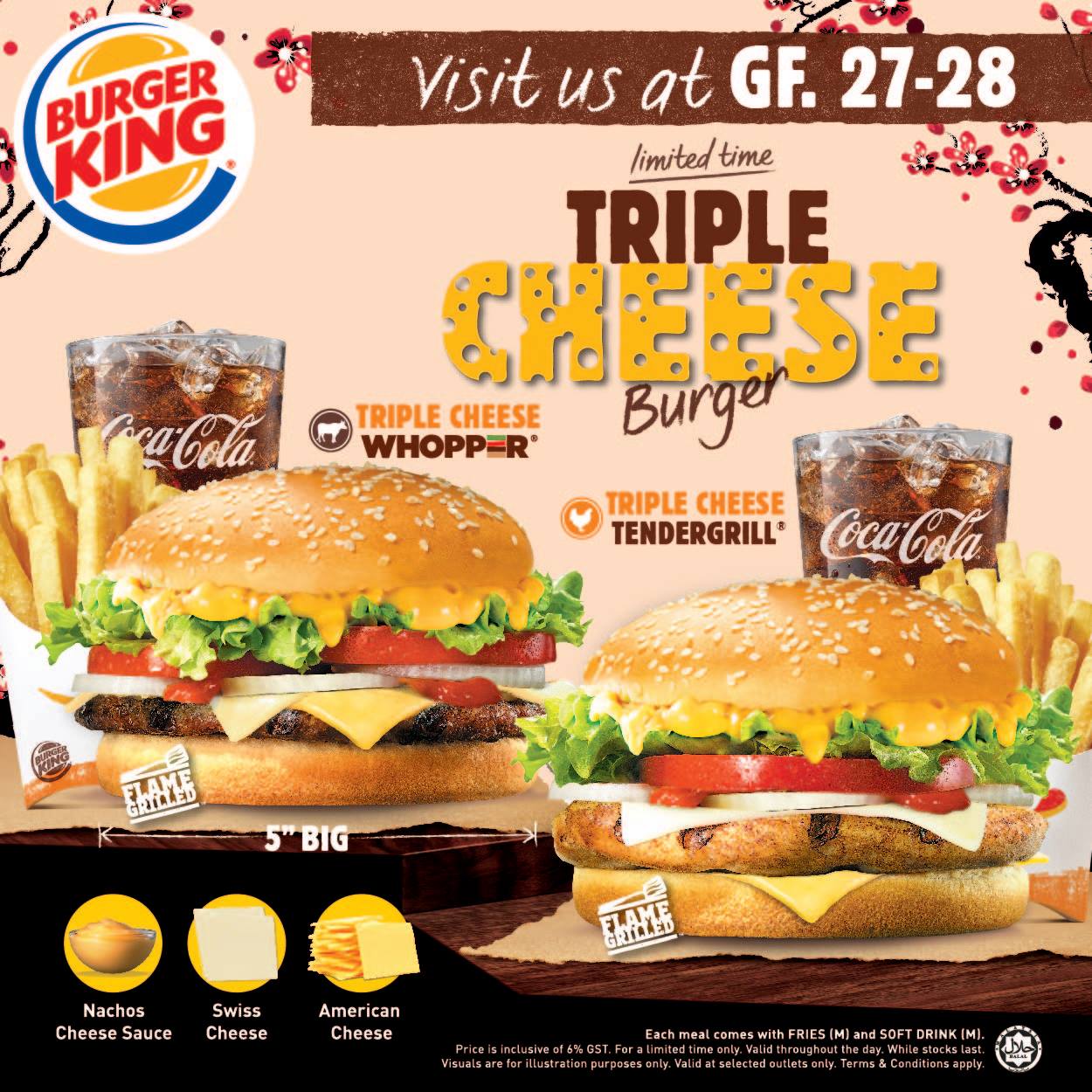 Nu Sentral Calling All Cheese Aficionados Burger King S Latest Limited Time Only Triple Cheese Burger Is Here To Rock Your Taste Buds With A Choice Of Whopper Or Tendergrill Sink Your Teeth