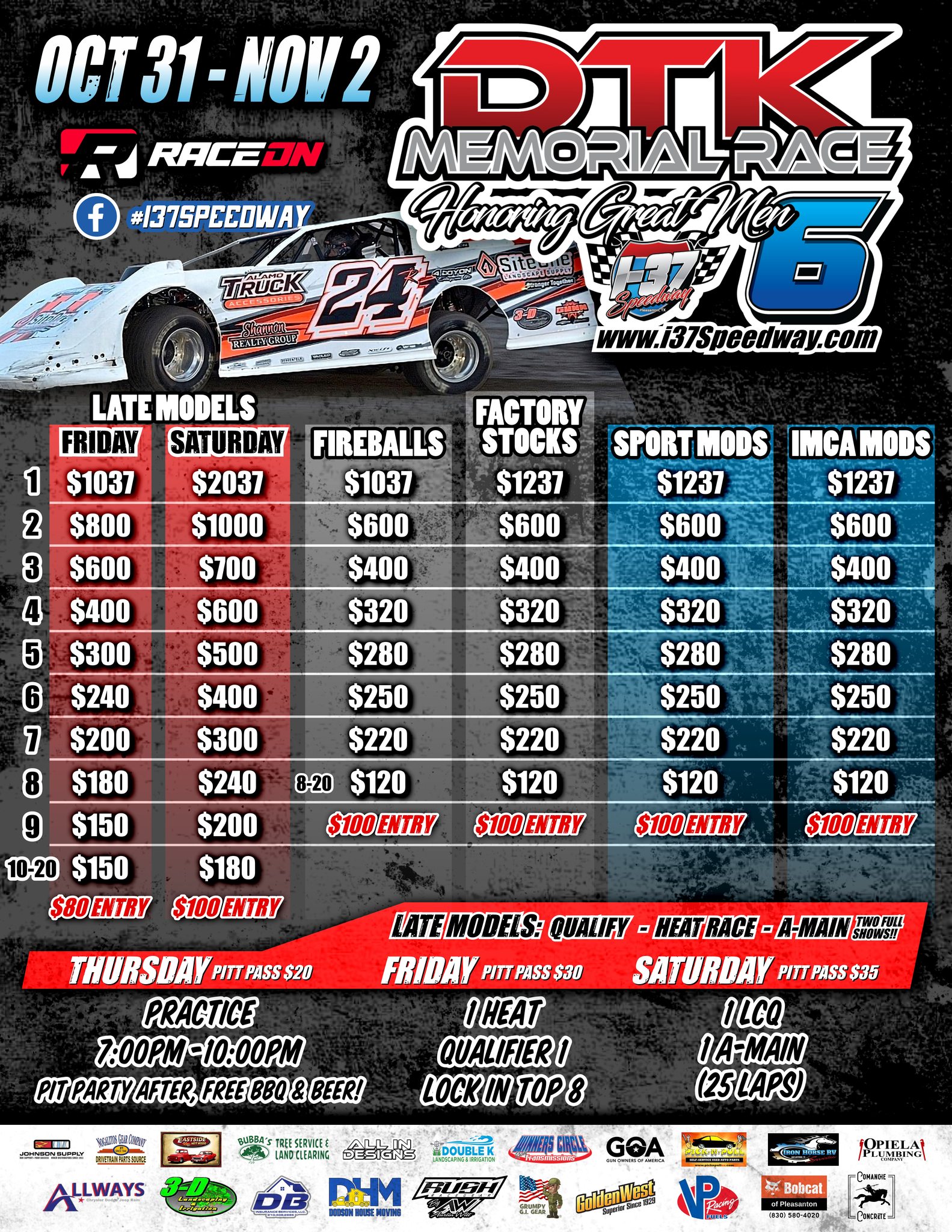 I-37 Speedway - Here you go... all the info for DTK6! Oct... | Facebook