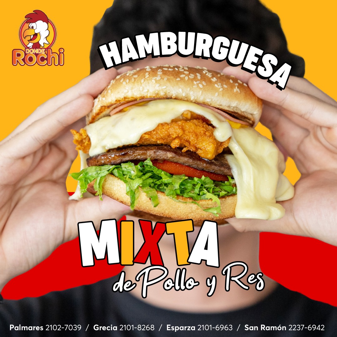 DONDE - - Hamburguesa Mixta de Pollo y Res - Donde Rochi 🍗 Pollo frito ...