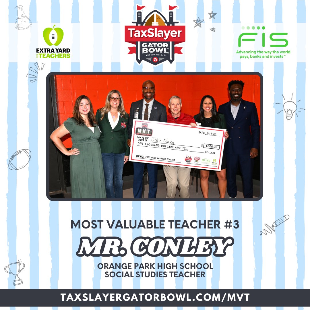 Our 3rd Most Valuable Teacher of... - TaxSlayer Gator Bowl | Facebook