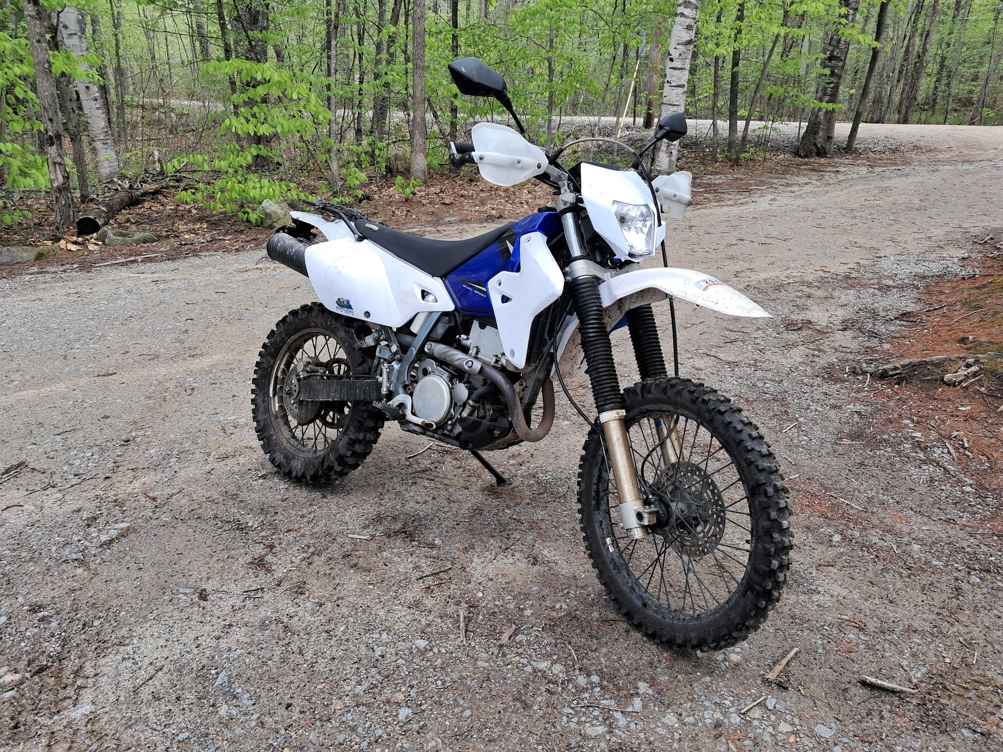 Retired dual sport rider on middle size bike