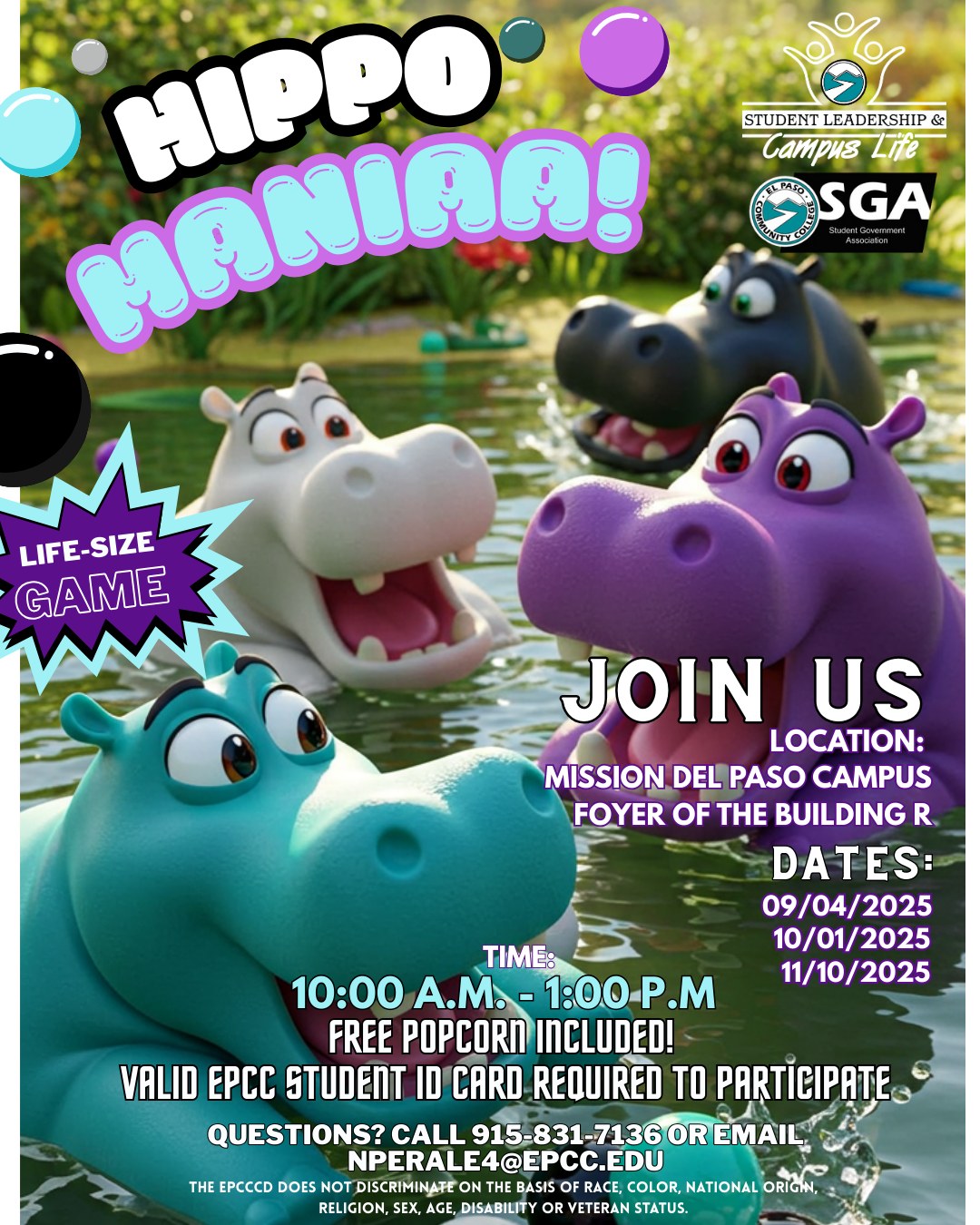 El - Join SGA and Campus Life in a life-size Hippo game at Mission Del ...