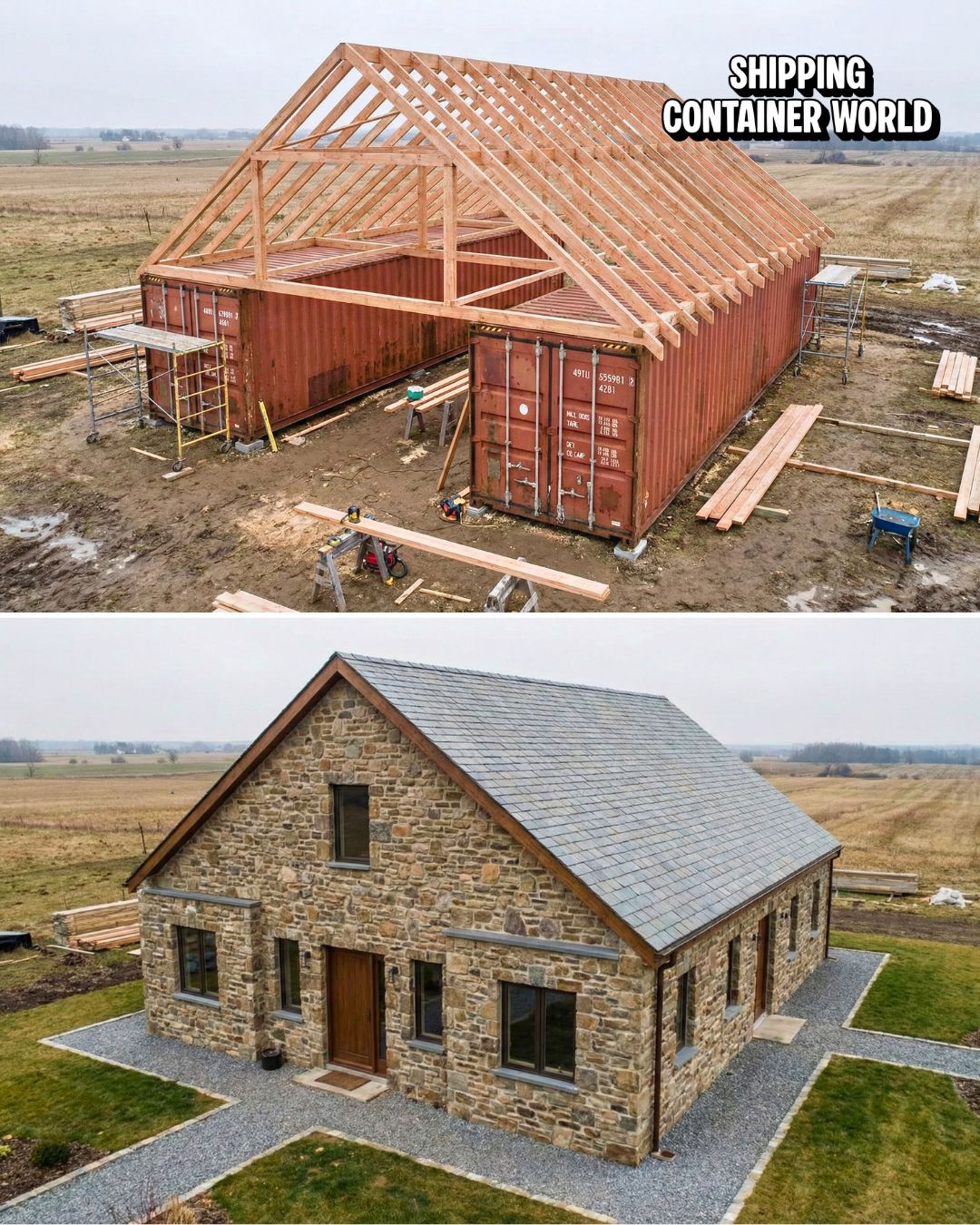 Shipping - 2 Rusty Containers Hidden Inside A Stunning $420k Stone ...
