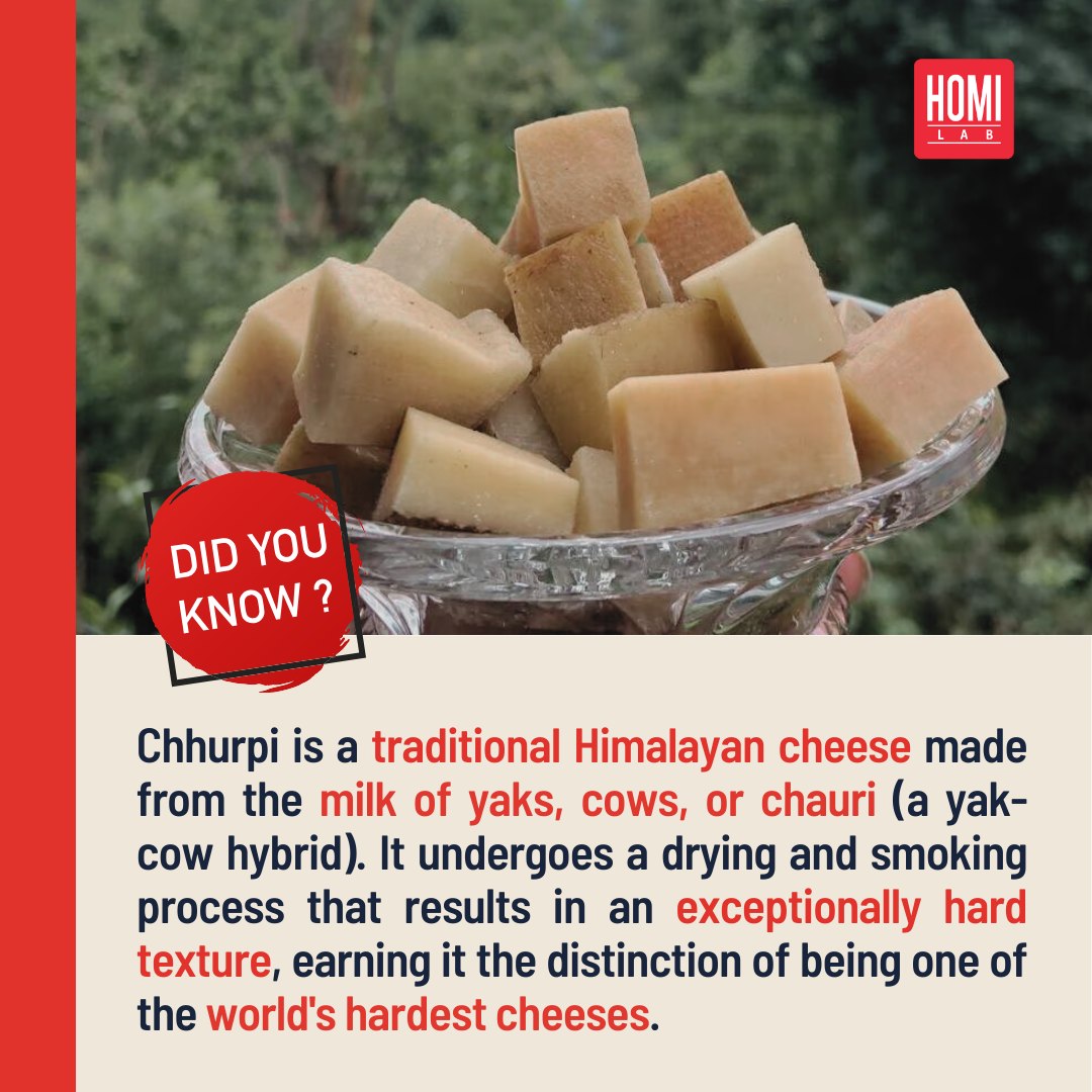 Homi - Did you know? 🧀 Chhurpi, one of the world's hardest cheeses, is ...