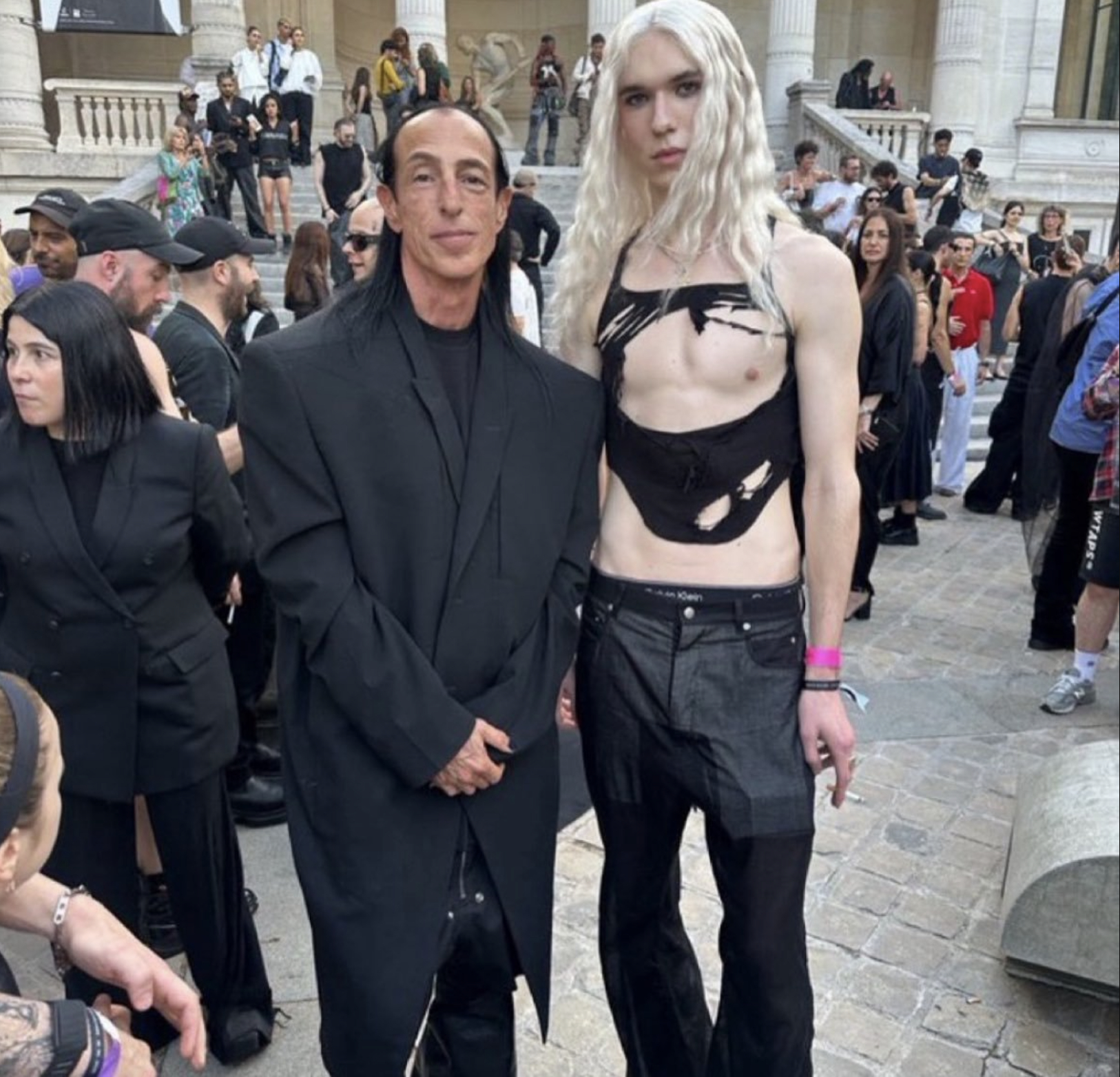 Rick Owens and 2hollis photographed together at the SS26 show in